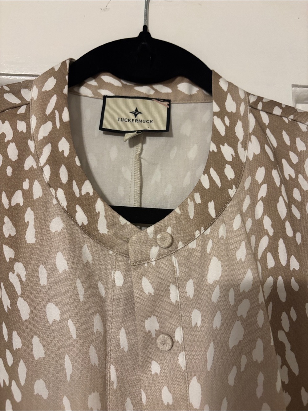 Like New!! Tuckernuck Beige and White Spot Midi Dress - Picture 6 of 11